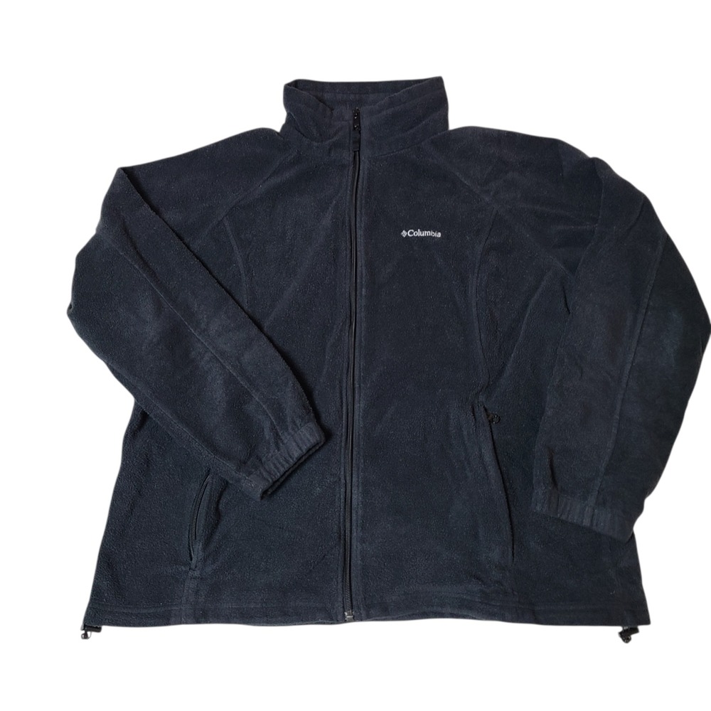 Columbia Jacket Womens Plus 1X Black Full Zip Pockets Soft Fleece Outdoor Ladies